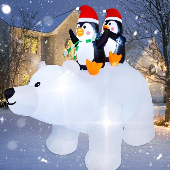 🆕6.5ft Christmas Inflatable Penguins Polar Bear Blow up Lawn Outdoor Decoration - Picture 5 of 11